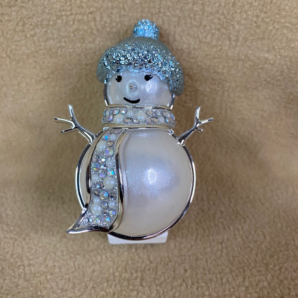 Bath & Body Works Snowman Wallflower Plug In Whimsical Decor Pearl Accents GUC